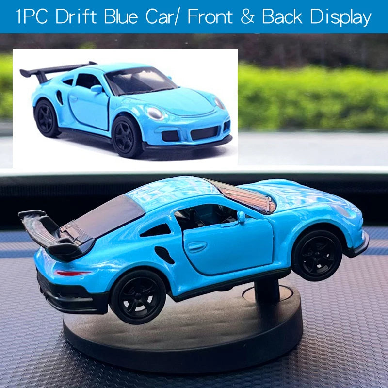 Dashboard Drift Car Spinning Toy Model. Dash Ornament Accessory Blue