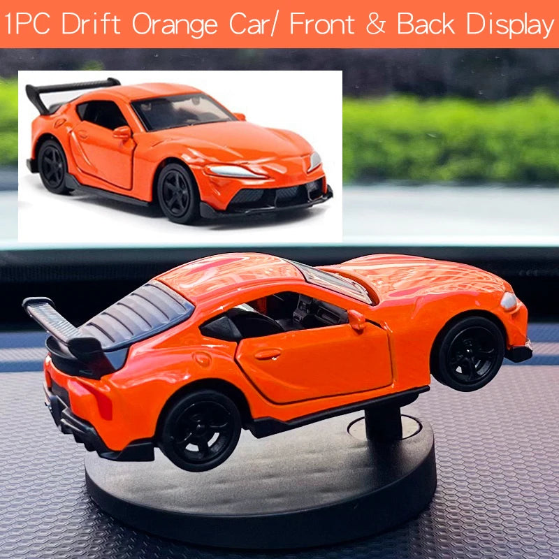 Dashboard Drift Car Spinning Toy Model. Dash Ornament Accessory Orange