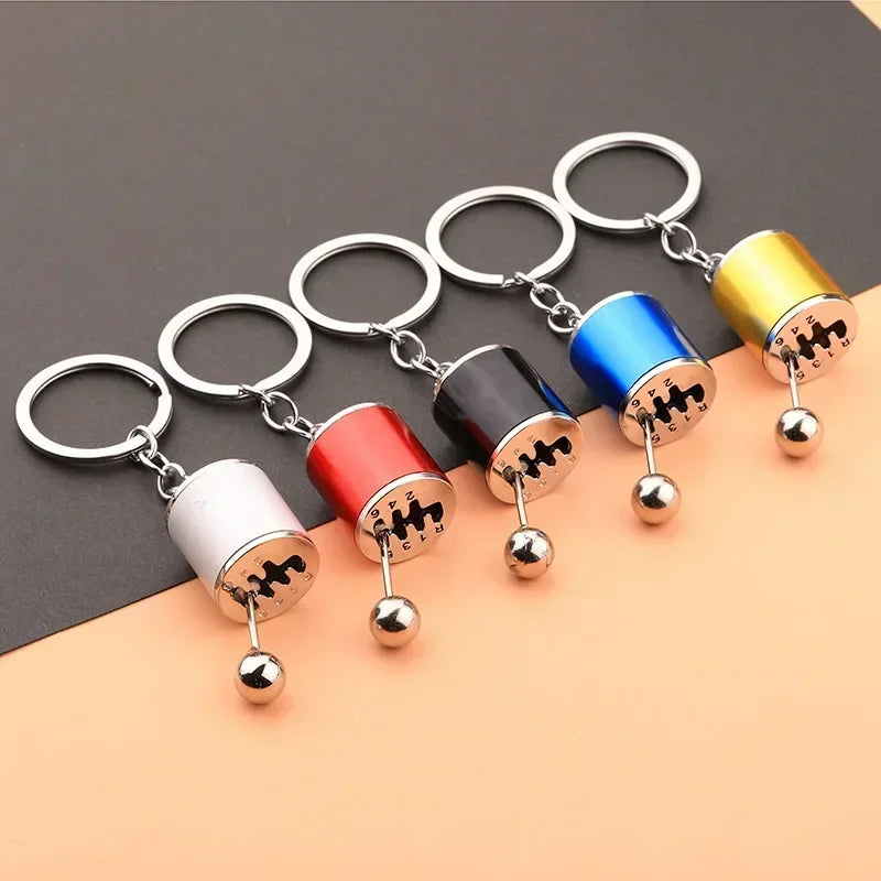 Mini Gear Shifter Keyring Pendant. Metal Shifter Gear Stick Keychain.