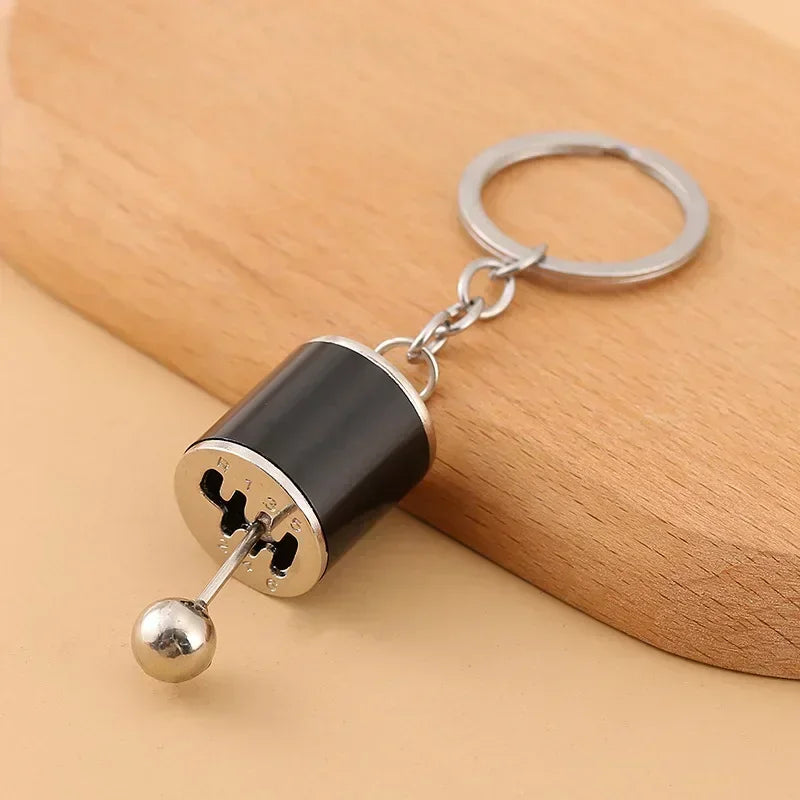 Mini Gear Shifter Keyring Pendant. Metal Shifter Gear Stick Keychain. Black