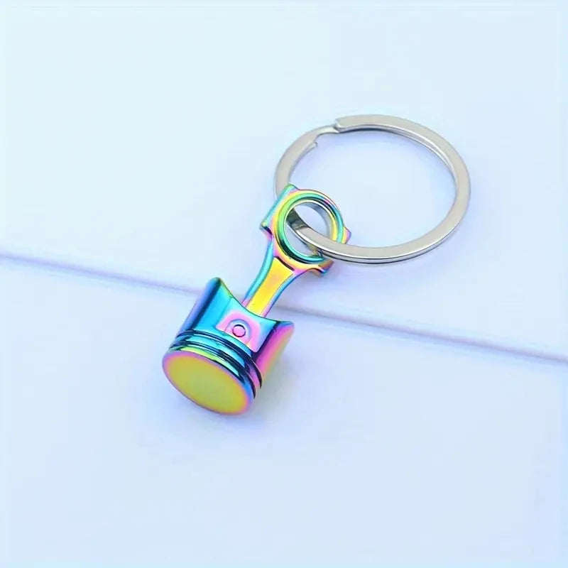 Mini Piston Keychain Pendant. Car Engine Keyring Accessory. Multicolo