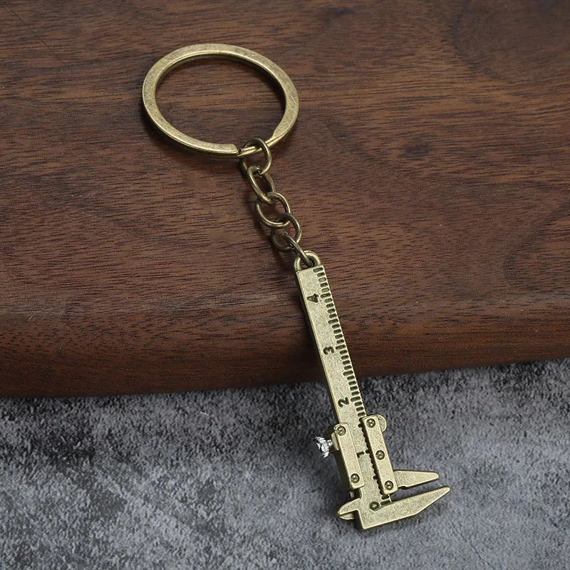 Mini Vernier Caliper Keychain. Car Calipers Keyring Pendant Accessory Bronze
