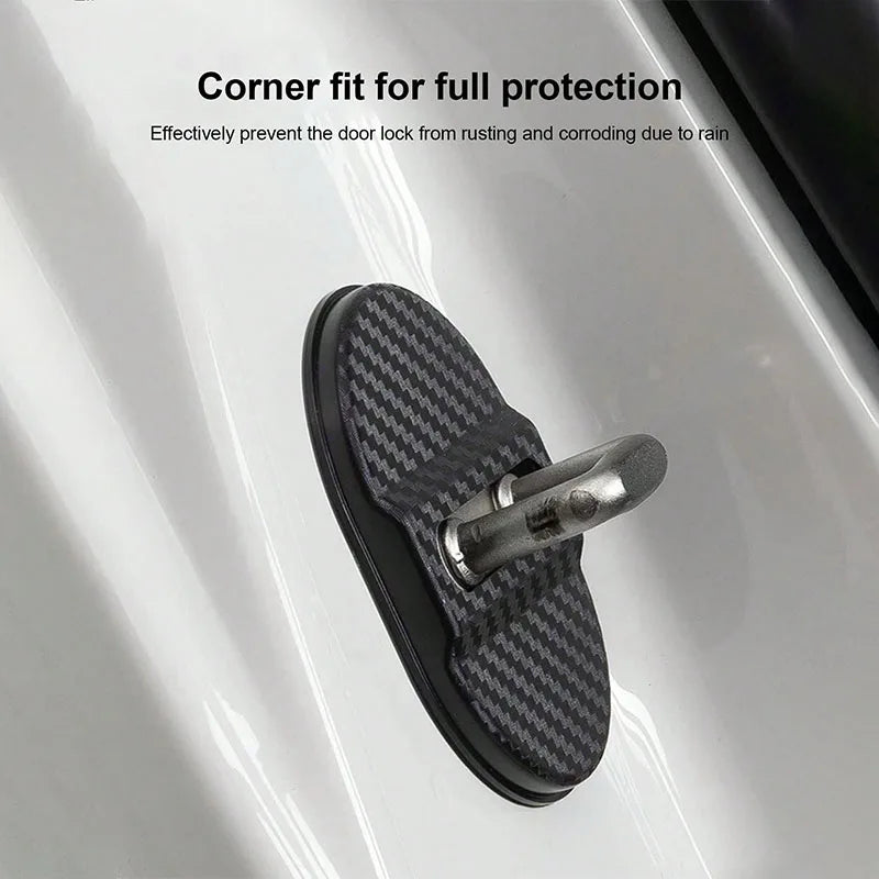 4Pcs Carbon Fiber Door Lock Covers