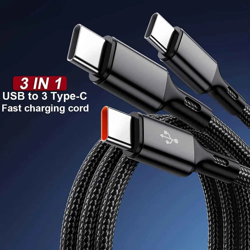 100W 6A 3 in 1 High Speed Charging Cord