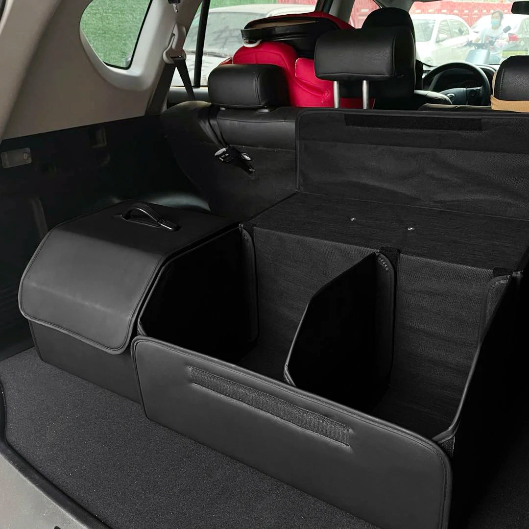 PU Leather Car Trunk Storage Organizer Collapsible