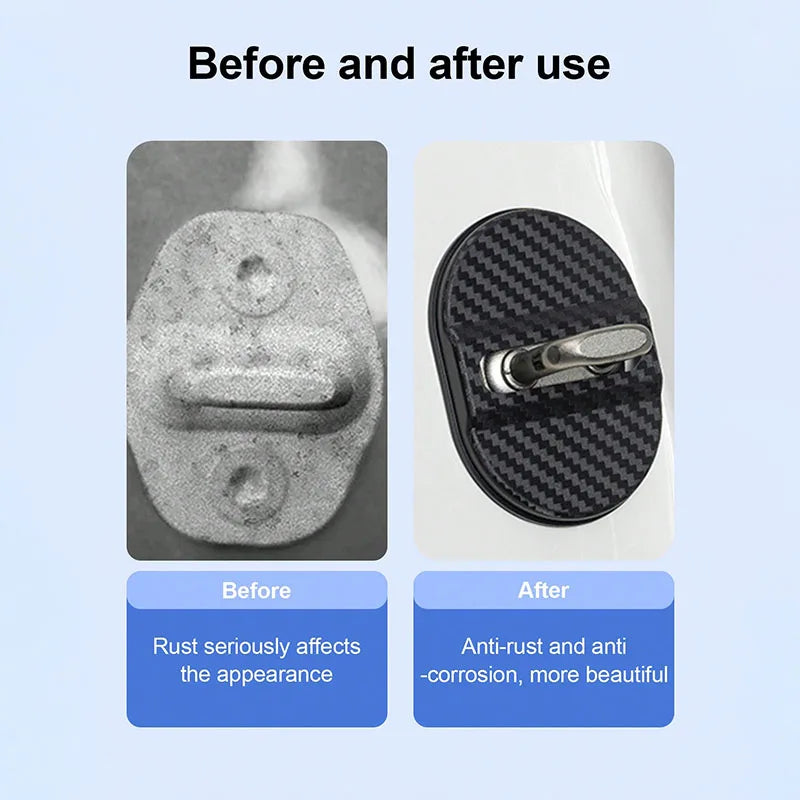 4Pcs Carbon Fiber Door Lock Covers