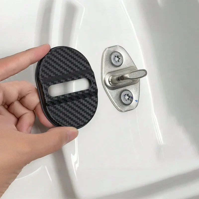 4Pcs Carbon Fiber Door Lock Covers