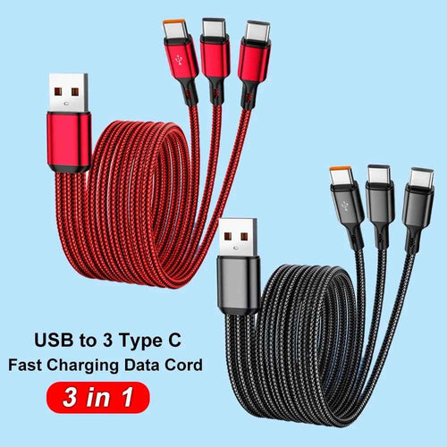100W 6A 3 in 1 High Speed Charging Cord