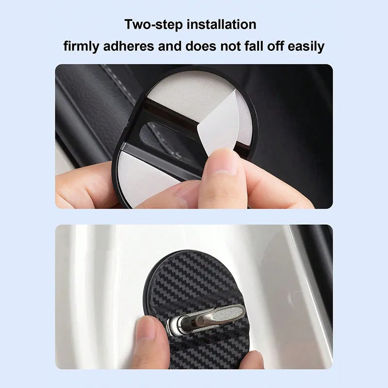 4Pcs Carbon Fiber Door Lock Covers