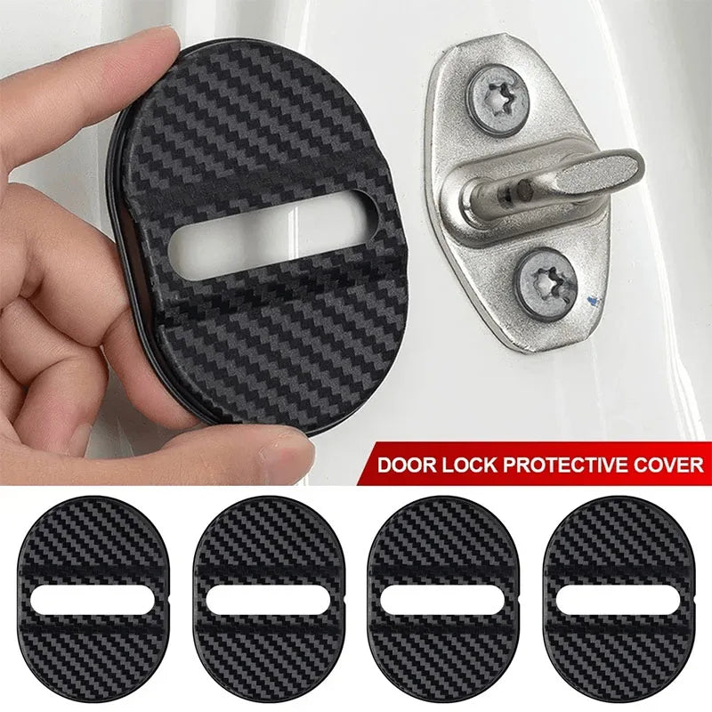 4Pcs Carbon Fiber Door Lock Covers