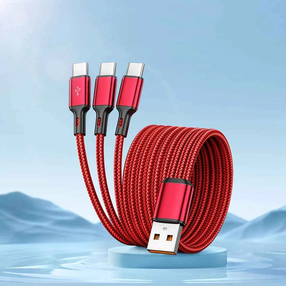 100W 6A 3 in 1 High Speed Charging Cord