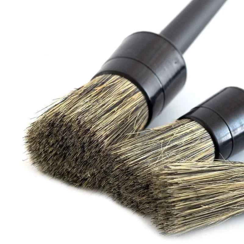 3Pcs Natural Boar Hair Car Detailing Brush Set