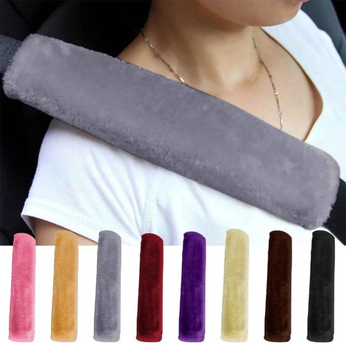 2 Pcs Soft Faux Fur Car Seat Belt Cover