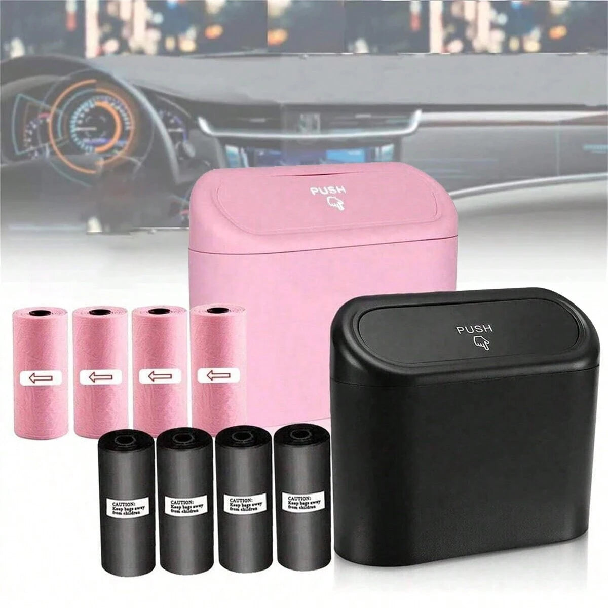 Trash Can With 4 Rolls of Garbage Bags